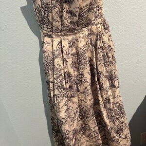 Strapless Dark Purple and Cream Women's Dress